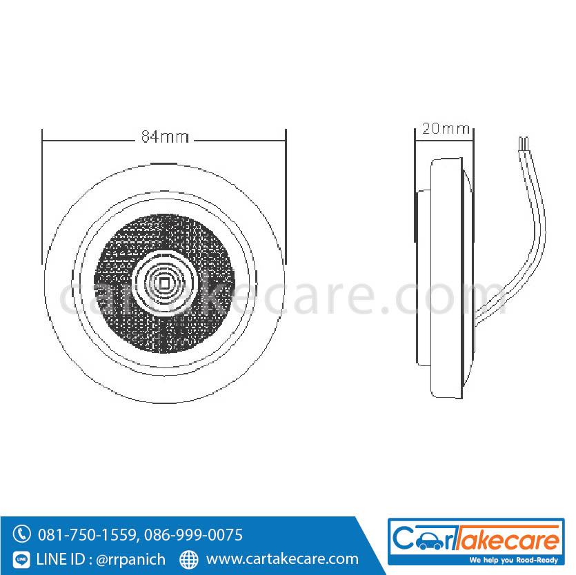 ไฟท้าย รถบรรทุก 24V ขอบยาง led 3 นิ้ว 5 led